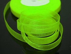 Zelená neon stuha organzová 6mm organza stužka šifónová neonová zelená, á 1m