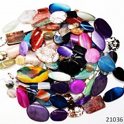 ACHÁT kameny šperkové 9-15ks na šňůře přírodní minerál MIX