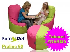 Sada 2x sedací vak Praline 60 Comfort ekokůže + taburet zdarma