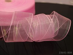 Růžová stuha organzová 25mm MĚNIVÁ organza stužka šifónová AB růžová,  á 1m