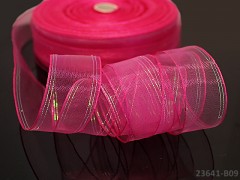 Růžová cyklám stuha organzová 25mm MĚNIVÁ organza stužka šifónová AB magenta,  á 1m