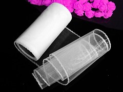 Bílá stuha dekorační organzová 12cm obšitá organza BÍLÁ, role