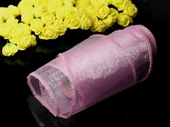 Růžová  stuha dekorační organzová 12cm obšitá organza růžová,  role