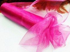 Růžová neon stuha dekorační organzová šerpa 16cm organza neon růžová, 1 role 9m