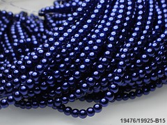 Korálky voskované perly 4mm NIVEA MODRÉ, šňůra 80cm