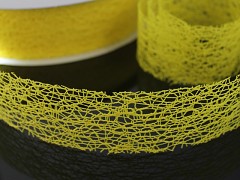 Žlutá stuha dekorační pavučina 38mm žlutá, á 1m