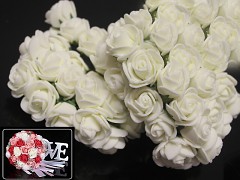 SMETANOVÉ pěnové růže 25mm s tvarovacím stonkem
