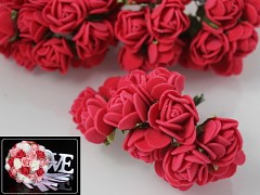 ČERVENÉ  pěnové růže 25mm s tvarovacím stonkem