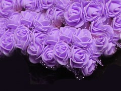 SVĚTLE FIALOVÉ  pěnové růže 25mm s tvarovacím stonkem