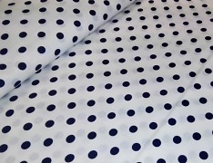 Bílá látka s tmavě modrými puntíky 06 puntíkované plátno ,  á 1m
