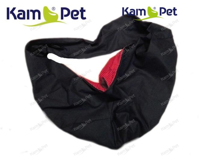 Vak na psa - na nošení psa černý/uvnitř červený mini puntík