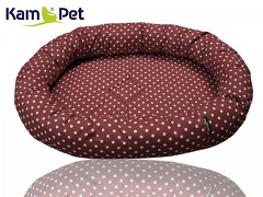 Puntíkovaný pelíšek pro psa obláček DOT´s  HNĚDÝ 06 puntík, vel. 4
