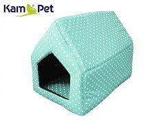 Zelená mintová puntíkovaná bouda sedlová pro pejska či kočku KamPet Classic