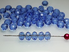 MODRÉ SVĚTLE korálky Swarovski  5040 rondelky Blue Saphire, bal. 5ks