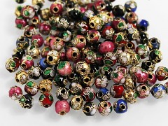 Pestrobarevné korálky  Cloisonné kuličky 6mm, bal. 5ks