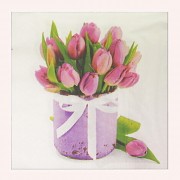 BÍLÉ svatební ubrousky / tulipány 33x33cm, 1ks