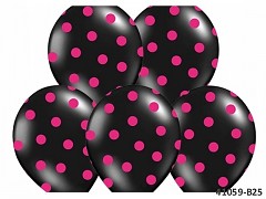 ČERNÝ s růžovými PUNTÍKY Nafukovací balónek  extra pevný
