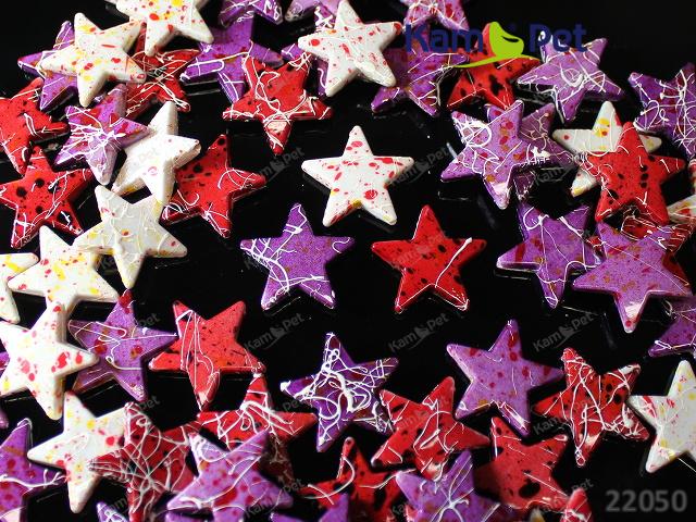 Pestrobarevné korálky akrylové velké melírované hvězdy, bal. 5ks