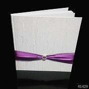 BÍLÁ svatební kniha hostů s FIALOVOU stuhou luxusní 