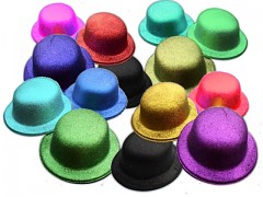 Pestrobarevné buřinky třpytivé na karneval párty klobouk
