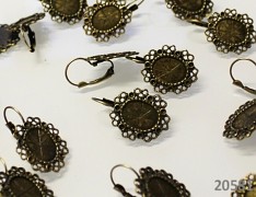 Bronzové visací náušnice s lůžkem náušnicové bižuterní komponenty