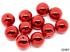 Červené korálky kuličky 20mm mealické, bal. 2ks