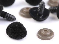 Černé bezpečnostní čumáčky 18mm SAMETOVÉ nosy na výrobu hraček panenek