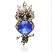 STŘÍBRNÁ SOVA LUXUSNÍ Přívěšek stříbrný modrý vintage náhrdelník s přívěškem dárek pro ženu