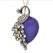 MODRÝ LUXUSNÍ Přívěšek PÁV S KAMÍNKY vintage náhrdelník s přívěškem dárek pro ženu