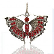 ČERVENÝ MOTÝL s kamínky LUXUSNÍ Přívěšek stříbrný vintage náhrdelník s přívěškem dárek pro ženu