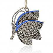 MODRÝ MOTÝL s kamínky LUXUSNÍ Přívěšek stříbrný vintage náhrdelník s přívěškem dárek pro ženu