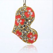 RŮŽOVÉ SRDCE s kamínky LUXUSNÍ Přívěšek zlatý vintage náhrdelník s přívěškem dárek pro ženu