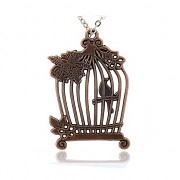 MĚDĚNÁ ptačí klec přívěšek vintage náhrdelník s přívěškem dárek pro ženu