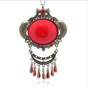 ČERVENÉ magické oko kruh LUXUSNÍ Přívěšek vintage náhrdelník s přívěškem dárek pro ženu
