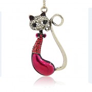 ČERVENÁ KOČKA s kamínky LUXUSNÍ přívěšek vintage náhrdelník s přívěškem dárek pro ženu