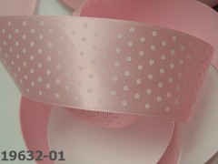 Stuha s puntíky šíře 38mm růžová/bílé puntíky, 0,8m