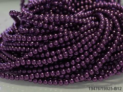 Korálky voskované perly 4mm FIALOVÉ TMAVĚ, šňůra 80cm