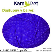 KUPONY Č.404-Látka bavlna plátno ATEST DĚTI,tm.modrý puntík,90/40cm