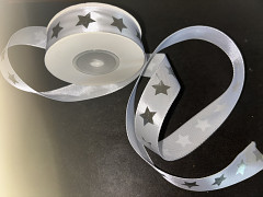 Saténová stuha  20mm hvězdy bílá