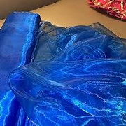 Dekorační organza šíře 145cm, tm.modrá
