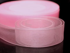 Růžová stuha organzová 20mm organza stužka šifónová růžová, svazek 3m