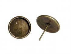 Bronzové náušnice puzety 10mm s lůžkem náušnicový bižuterní komponent, bal. 2ks