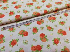Látka bílá - růže patchwork  á 1m