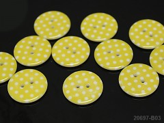 ŽLUTÉ knoflíky s puntíky velké 23mm, á 1ks